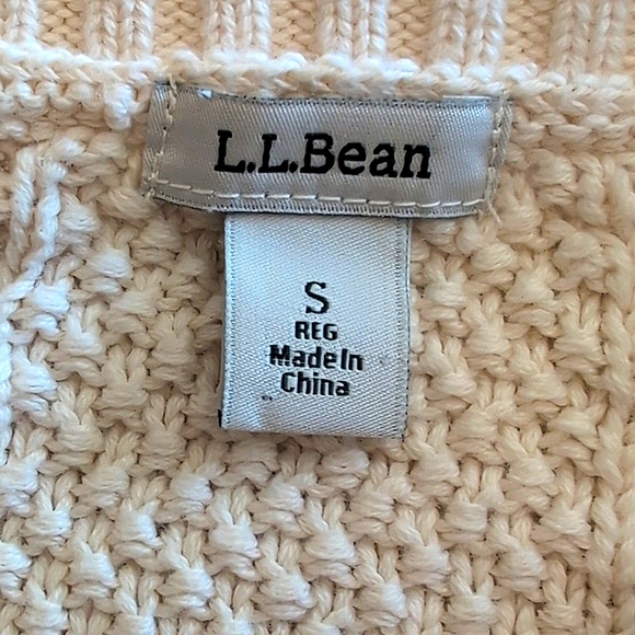 Vintage Women's L.L. Bean 100% Cotton Crewneck Cable Knit Sweater Cream Size S - Picture 7 of 8